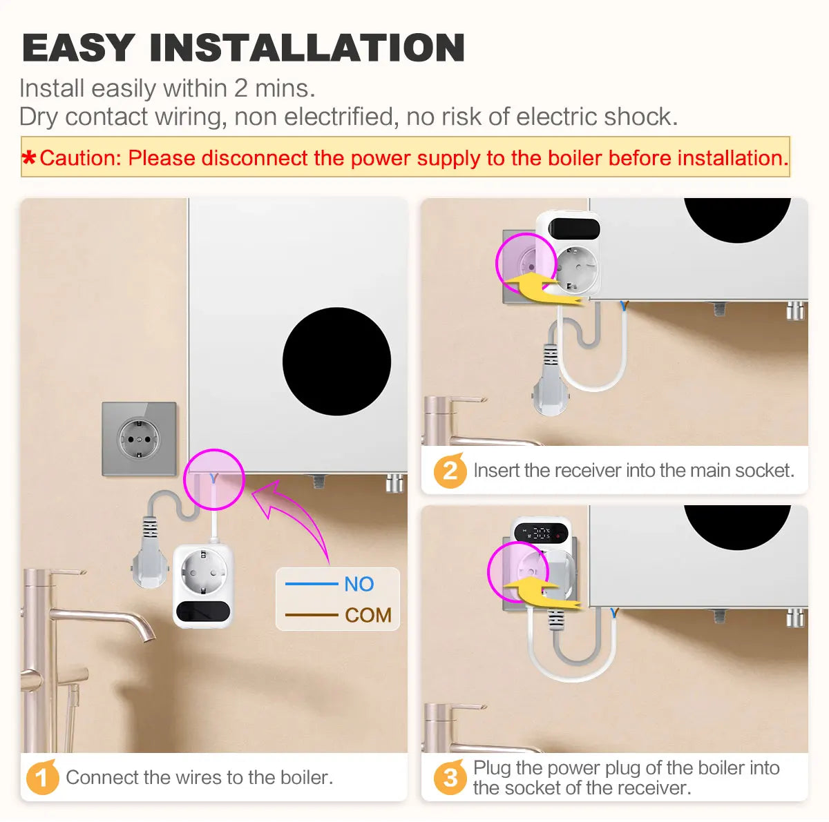 Tuya WiFi Smart Thermostat Water Gas Boiler RF433 Wireless Temperature Controller Socket Receiver Voice Alexa Google Home Alice