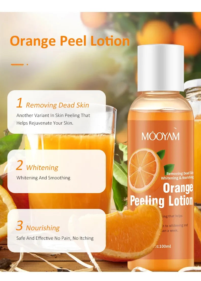 Orange Peeling Lotion for Gentle Body Exfoliation - Natural AHA Formula Scrubs Treatments Tidesmit
