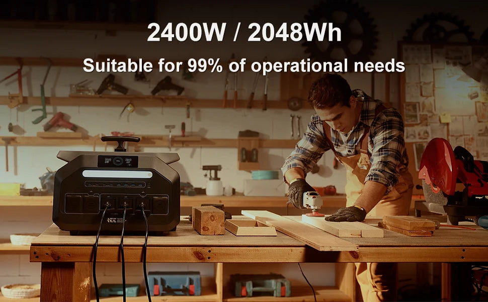 IEE P2400 2400W Portable Power Station 2048Wh LiFeP04 APP Control With Lighting Camp Solar Generator US AC Input/Output PV Inupt