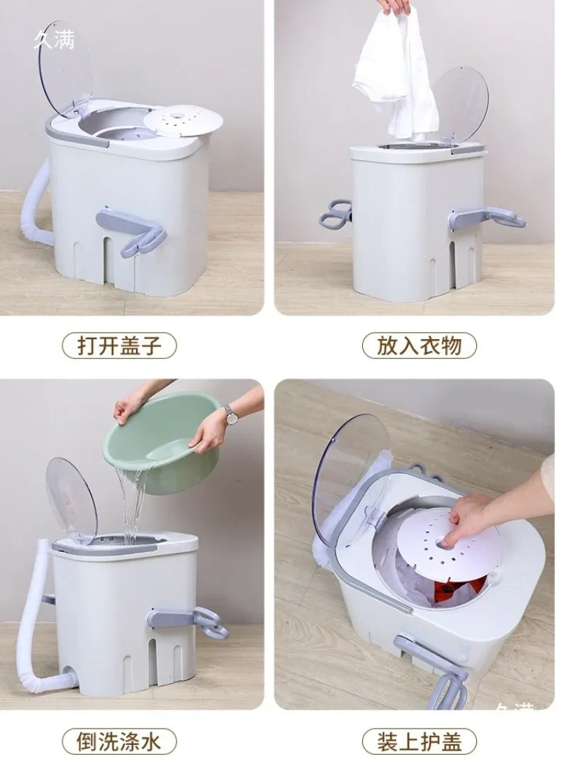 Tidesmit manual hand-cranked shoe washing machine for dorms, showing side gear mechanism for socks and footwear.