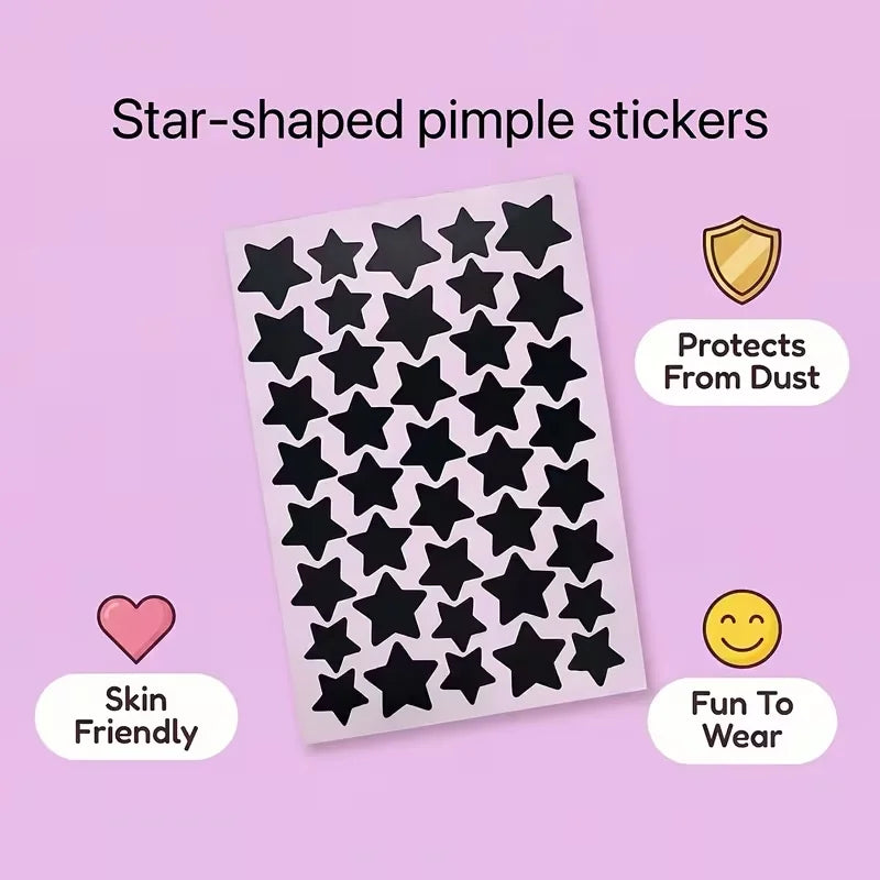 Tidesmit acne patches with black star pattern for men and women, 200-400 count healing pimple covers, image 5