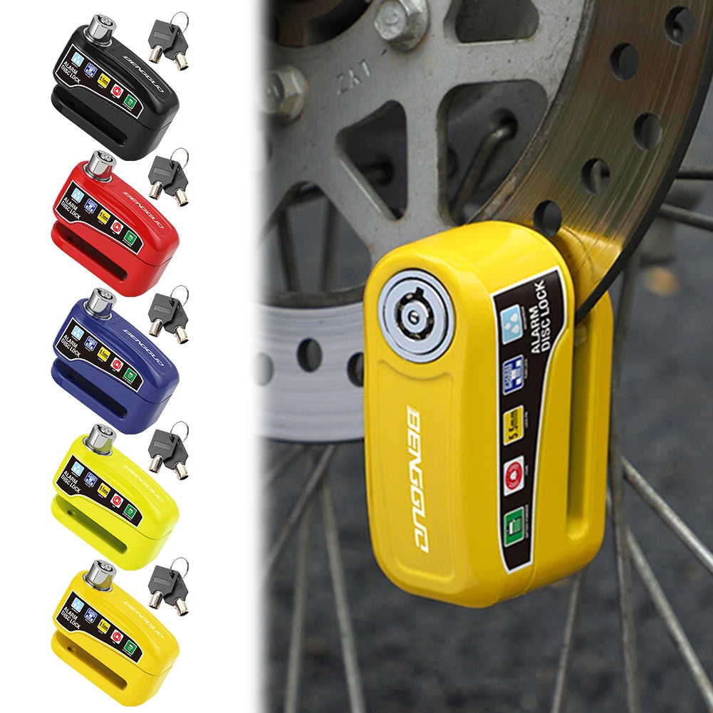 Motorcycle Alarm Wheel Disk Brake Lock with Keys Waterproof Bike Alarm Security Padlock Aluminum Alloy Bike Accessories