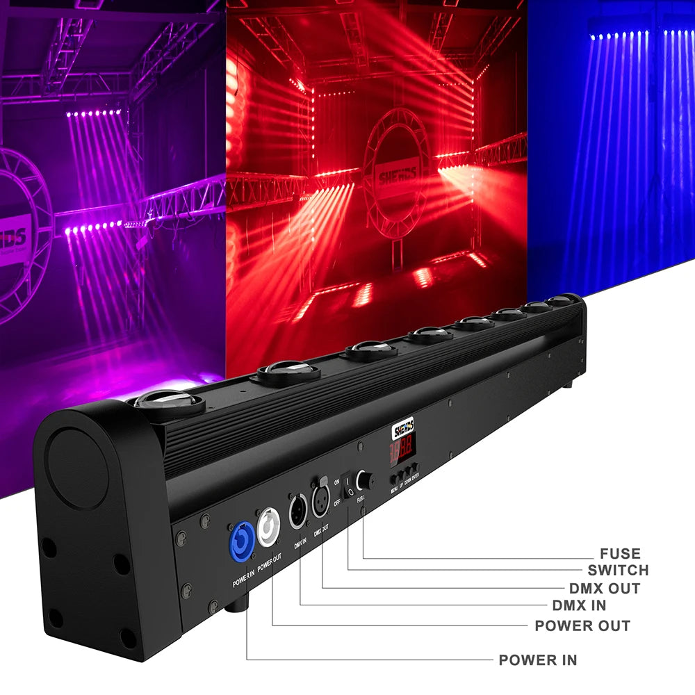 SHEHDS 8x12W RGBW Multicolor LED Bar Beam Moving Head Light With Flight Case Fast Shipping For DJ's Sets Venue Strong Daylight
