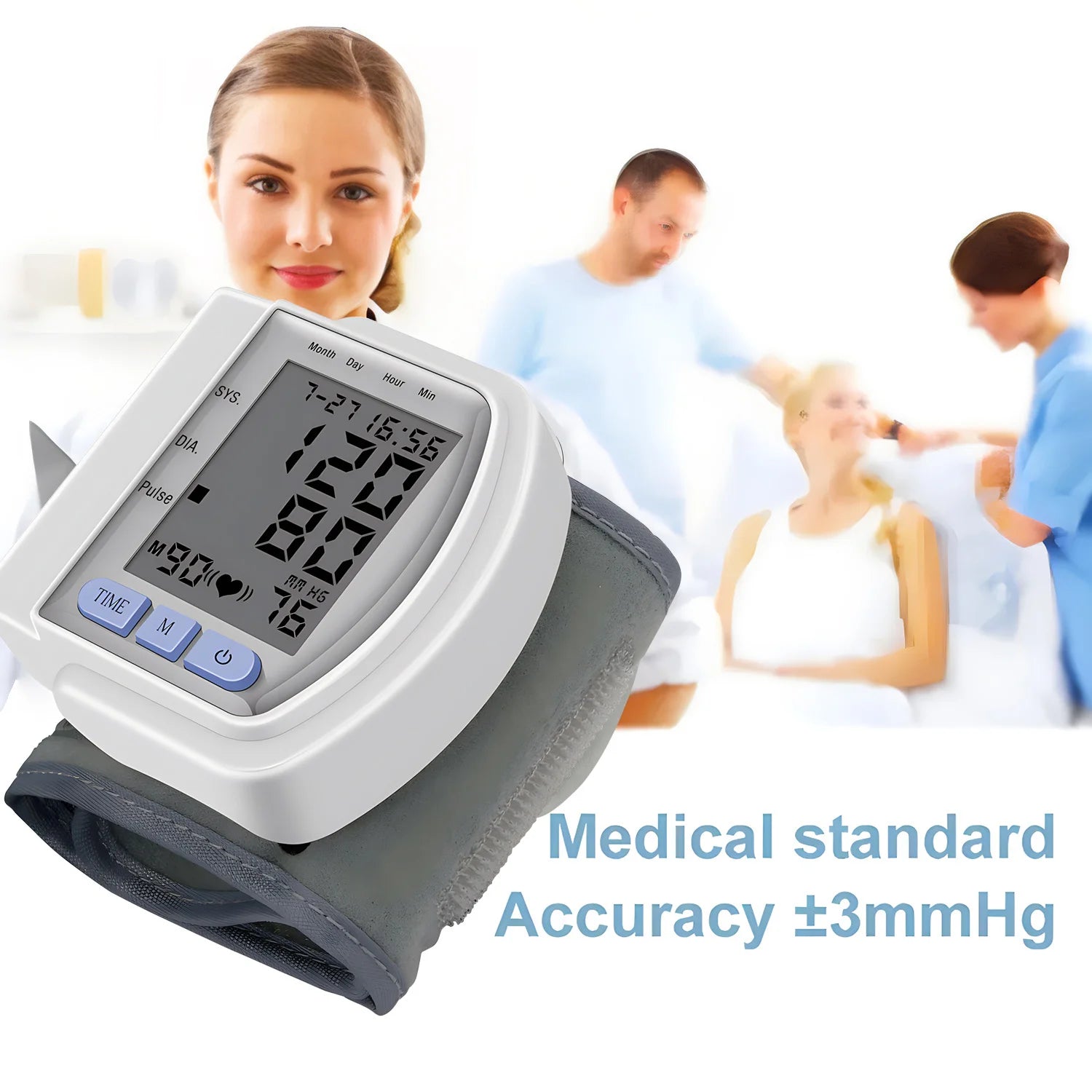 Wrist Blood Pressure Monitor Bp Monitor Large LCD Display Blood Pressure Machine Adjustable Wrist Cuff