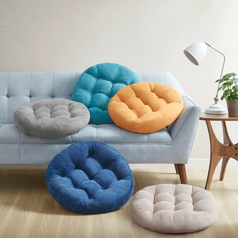 Grey Floor Seat Cushion Pillow Round Large Pillows Seating for Adults Tufted Corduroy Floor Cushions for Living Room Tatami 방석