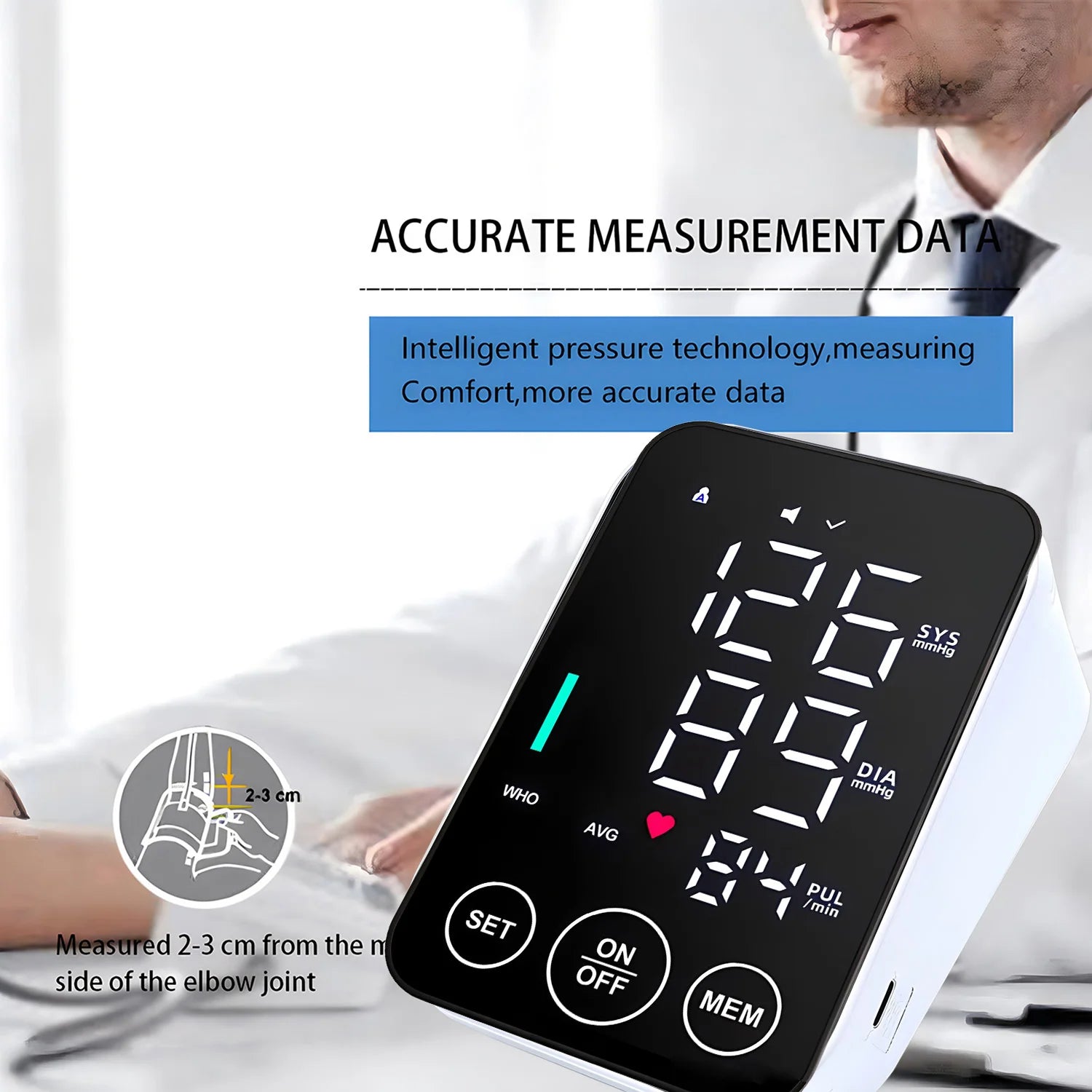 Blood Pressure Machine, Automatic Digital Upper Arm Blood Pressure Monitor with Adjustable Large Cuff