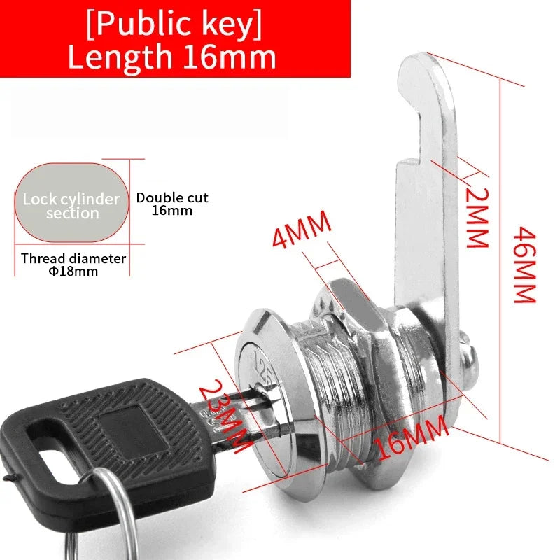 5/20/100SETS 16mm 20mm 25mm 30mm 35mm Metal Rotary Key Switch Push Button Lock Switch Latching Cylinder Cabinet Security Locker