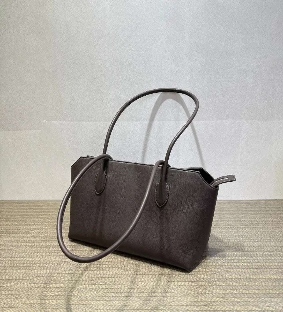 2026 new cow spine leather large capacity shoulder bag, leather handbag, commuting leather women's bag, high-end customized vers
