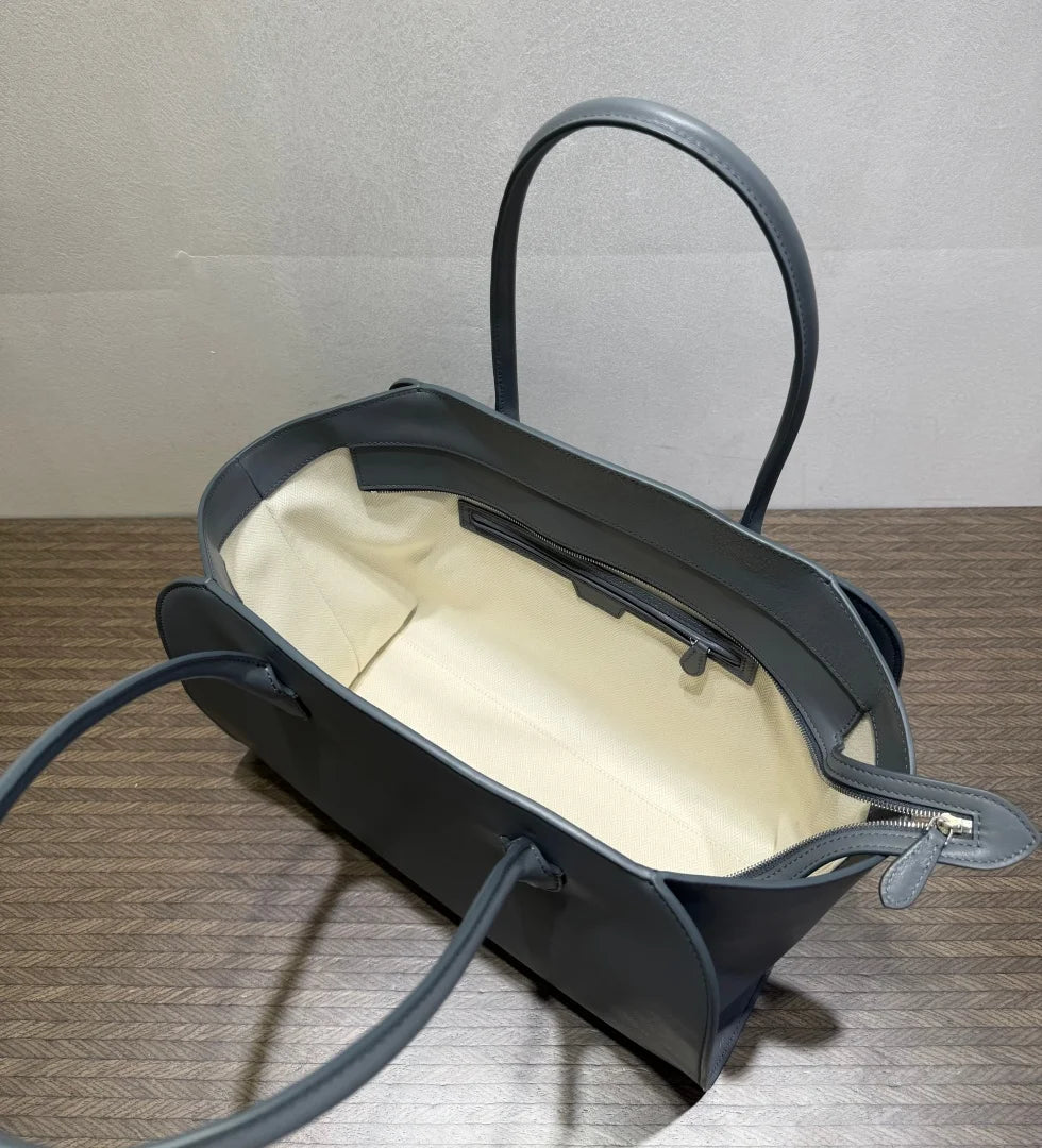 2026 high-quality genuine leather Marlo 12 inch 14 inch saddle leather tote bag, women's shoulder bag, high-end leather texture,
