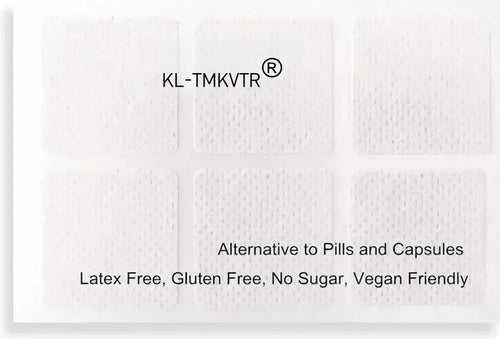 White adaptogen ashwagandha supplement patches for stress relief on a 6-count sheet.