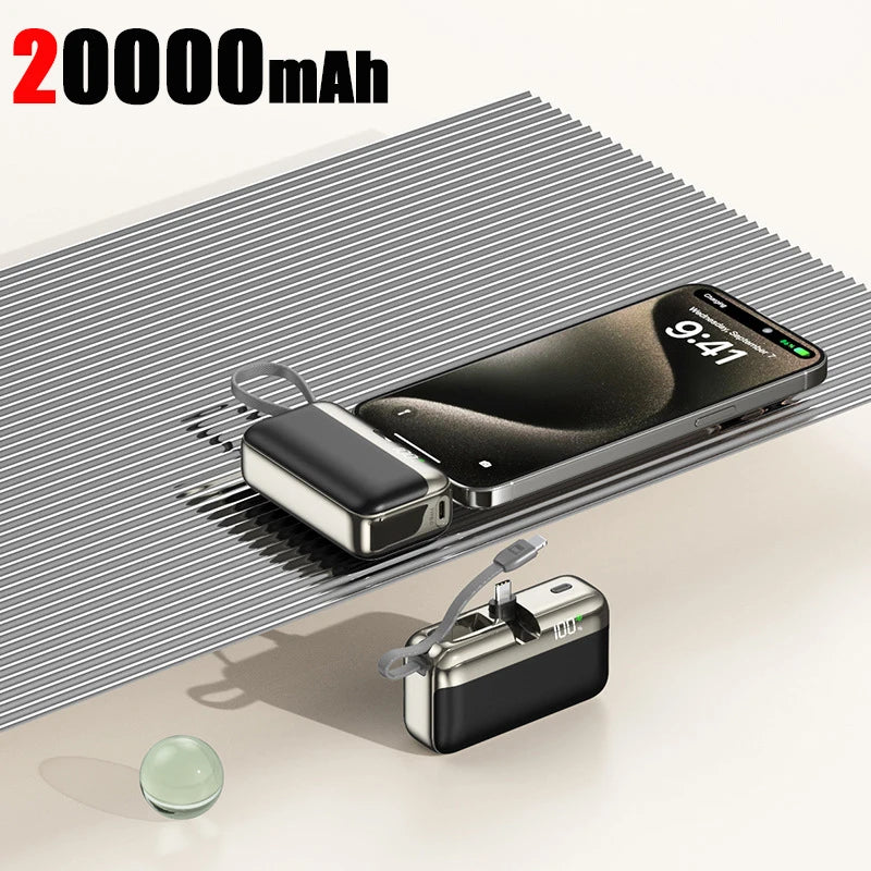 Tidesmit 20000mAh Portable Power Bank with Built-in Fast Charging Cable White 10000mAh Tidesmit