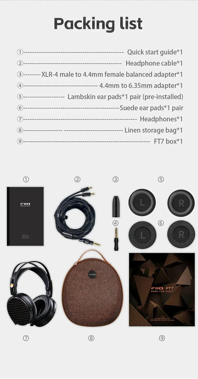 FiiO FT7 Planar Open-Back Headphones 106mm Driver - Tidesmit Tidesmit