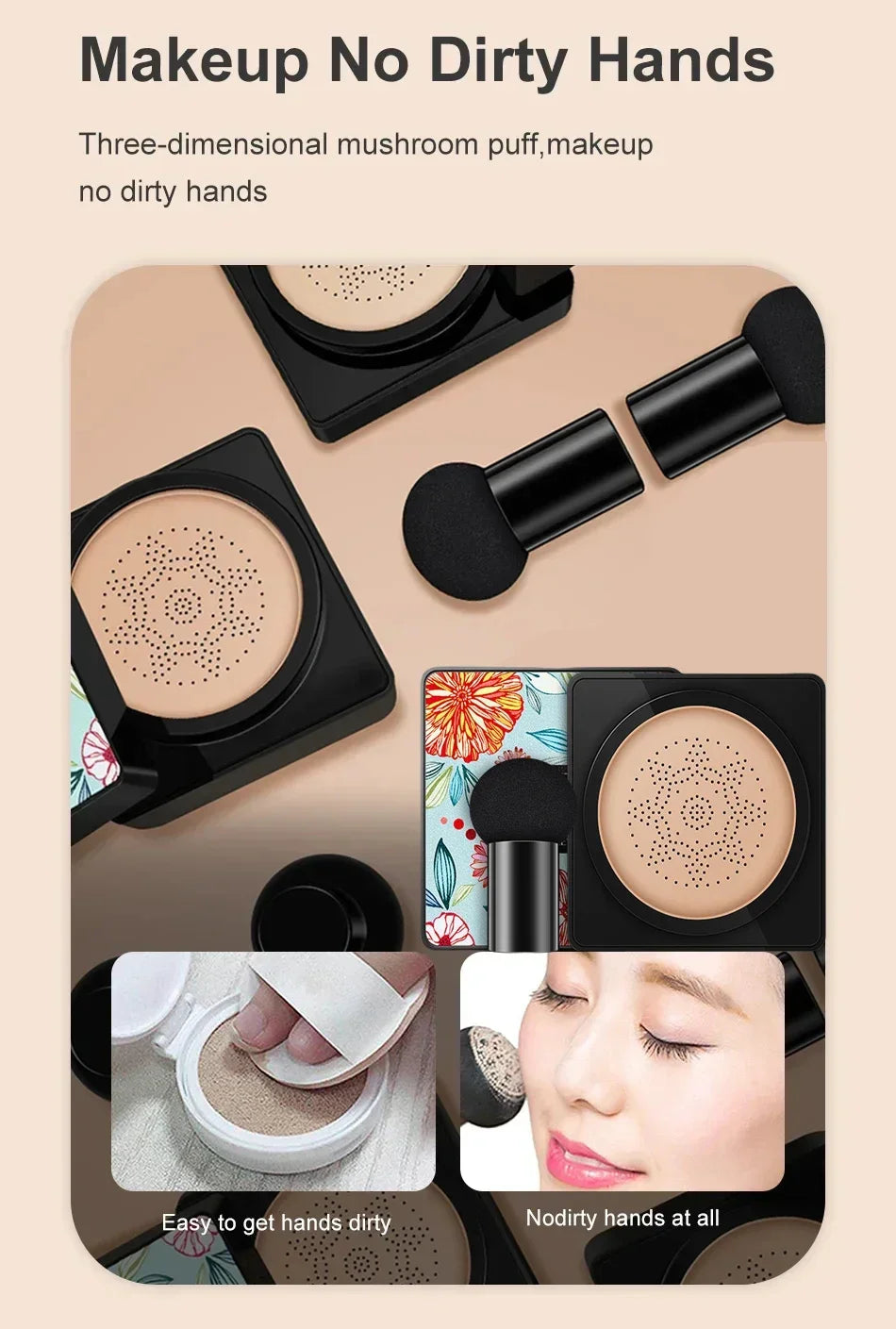 Tidesmit Mushroom Head Air Cushion CC Cream foundation showing smooth texture for natural moisturizing makeup coverage