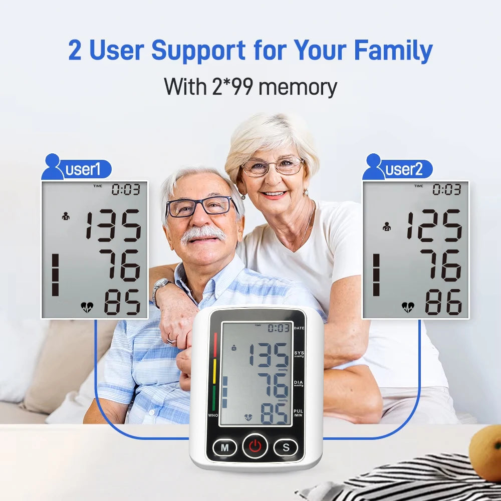 Blood Pressure Machine, Automatic Digital Upper Arm Blood Pressure Monitor with Adjustable Large Cuff