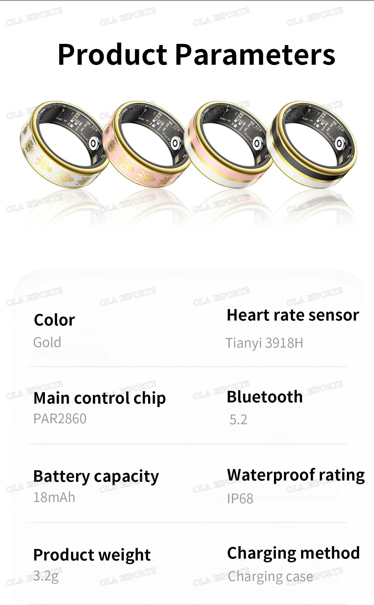 Bluetooth Smart Ring Men Women Heart Rate Blood Oxygen Health Monitor Gesture Control Waterproof Sports Various styles Smartring