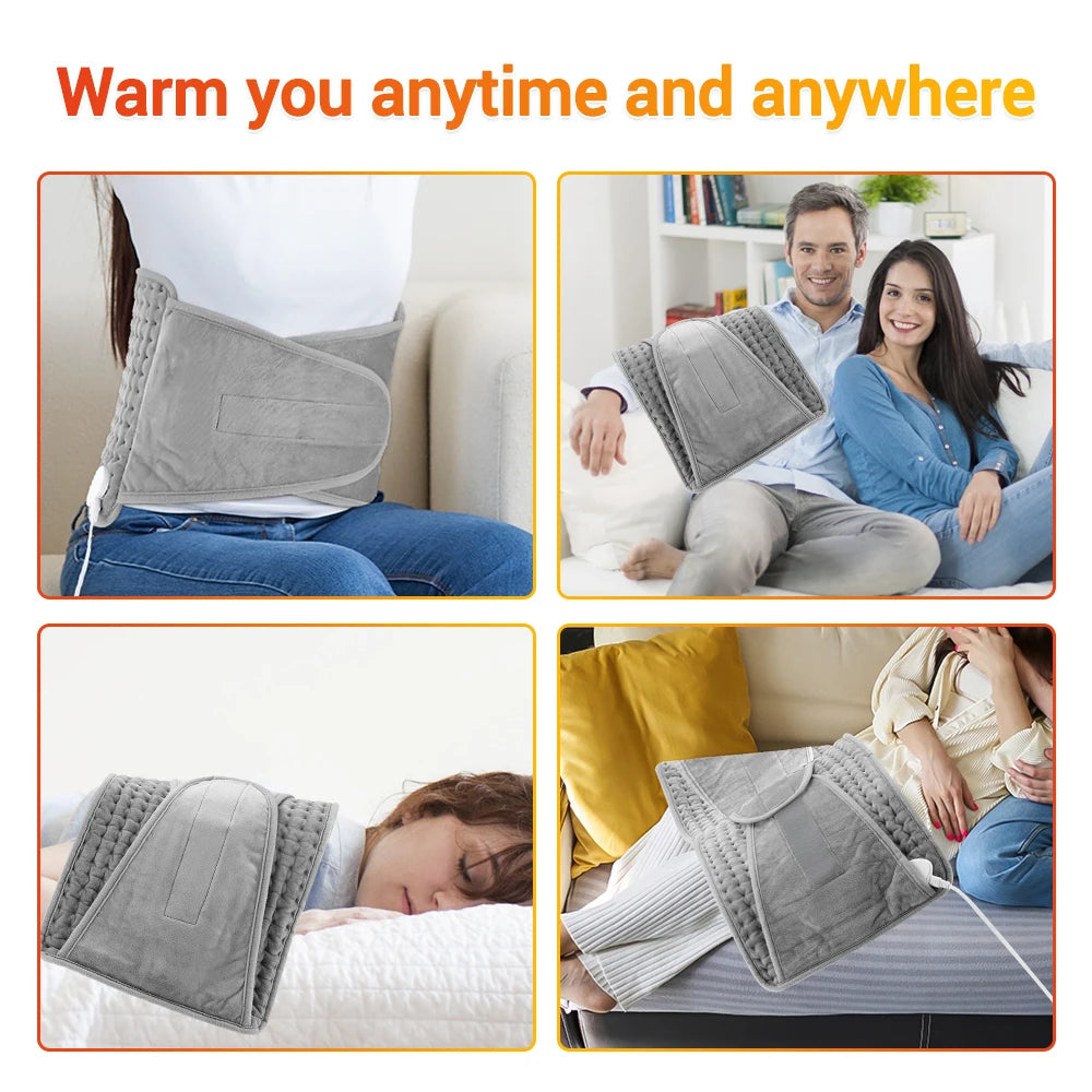 Electric Heating Pad for Back Pain Relief, 9-Heat Levels by Tidesmit Massage Cushion Tidesmit