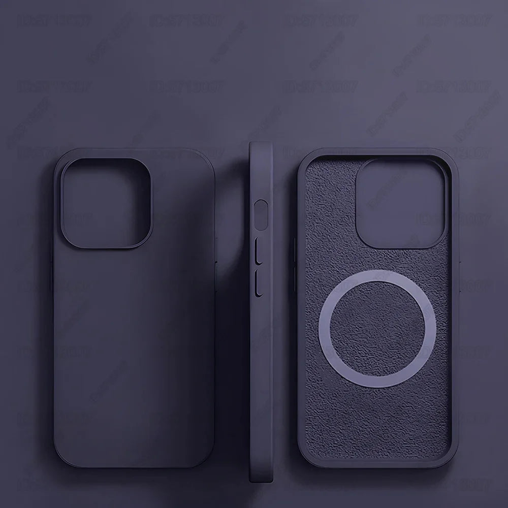 Magnetic Liquid Silicone Phone Case for iPhone - Shock-Absorbing Cover Dark Purple Tidesmit