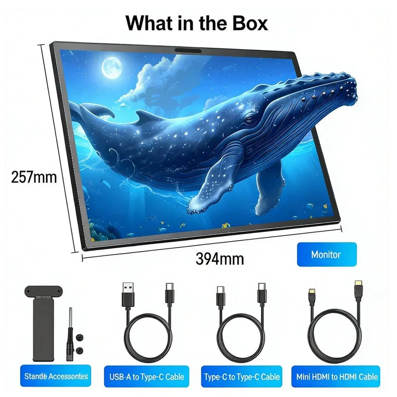Touch Portable Monitor 17.4 Inch 2.5K 2560x1600 Second Screen USB-C HDMI Travel Monitor for Laptop Mac PC Xbox PS4/5 with Stand