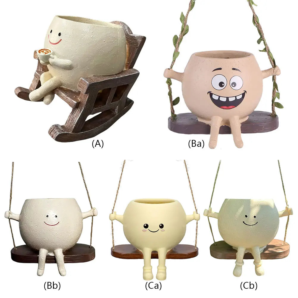 Creative Rocking Chair/Swing Face Succulent Pot Plant Pot Succulent Planter Home Garden Supplies for Indoor Outdoor Plants