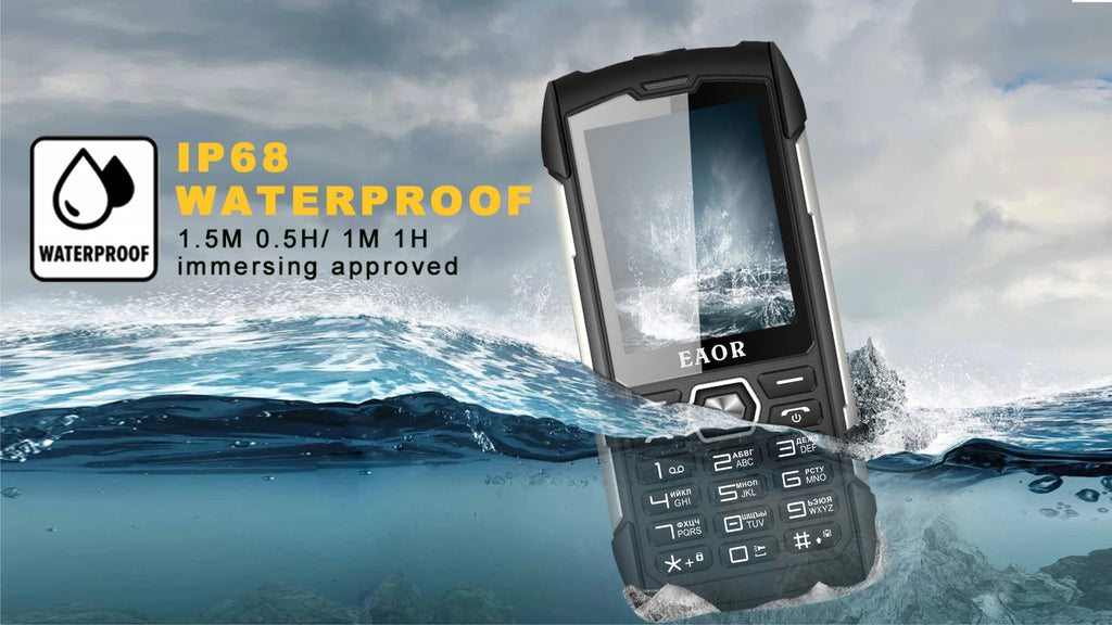 EAOR 2G Rugged Flashlight 4000mAh Big Battery Power Bank IP68 Waterproof 2.8 IPS large screen 0.3M cam MTK feature mobile Phone