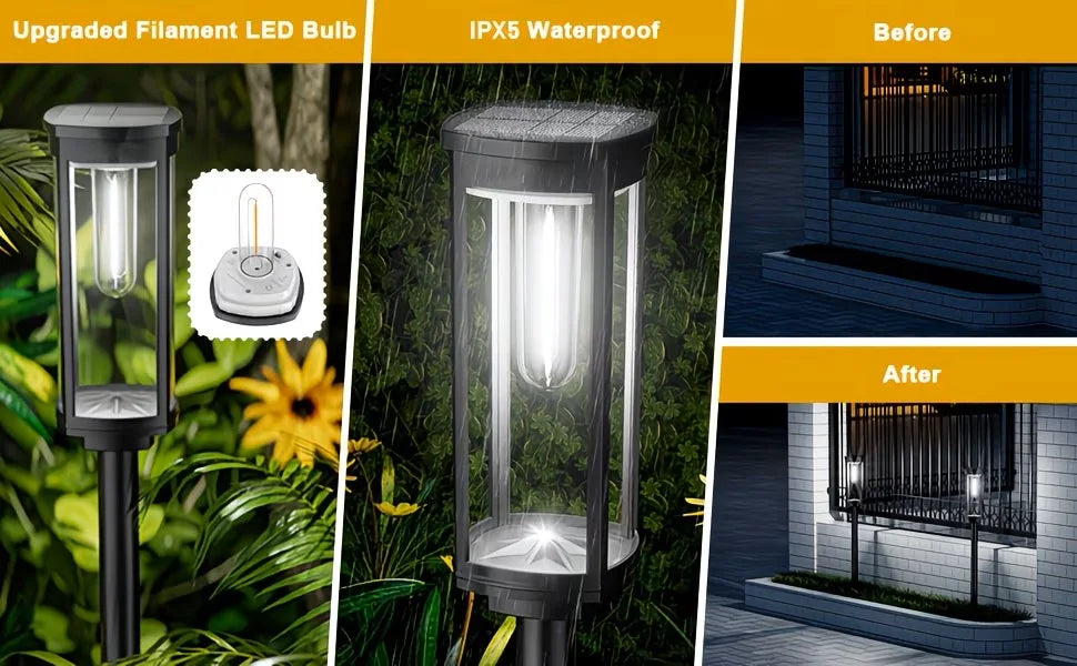 SUPER BRIGHT Solar Pathway Lights Outdoor, 8 Pack Solar Lights Outdoor, Auto On/Off, IP65 Waterproof Solar Garden Lights Solar Powered Landscape Lighting for Yard Patio Walkway Driveway Pathway