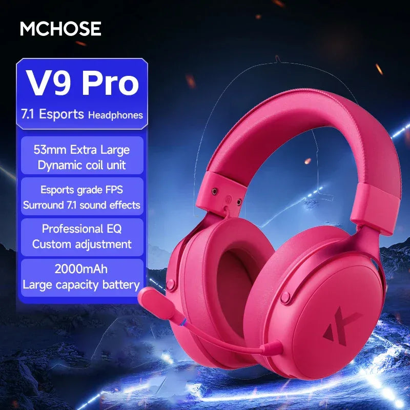Wireless Gaming Headset V9 Pro - 7.1 Surround Sound Over-Ear Headphones V9Pro-Red China Mainland Tidesmit
