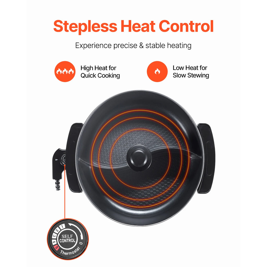 Electric hot pot base with circular heating rings and temperature control knob