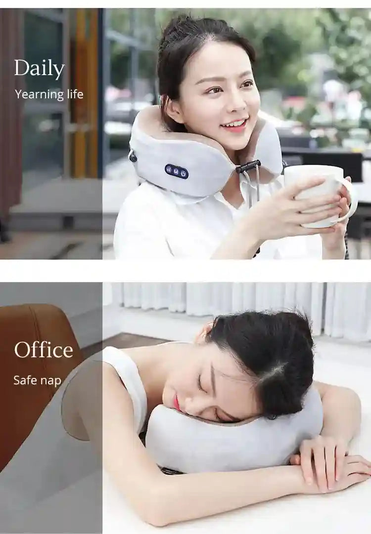 Portable Neck Massager Pillow | U-Shaped Cervical Support with Heat Massage Roller Tidesmit
