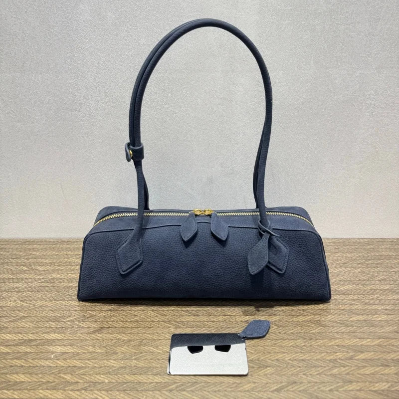 Ladies' luxurious high-quality genuine leather all steel hardware double-sided pull tab sausage handbag