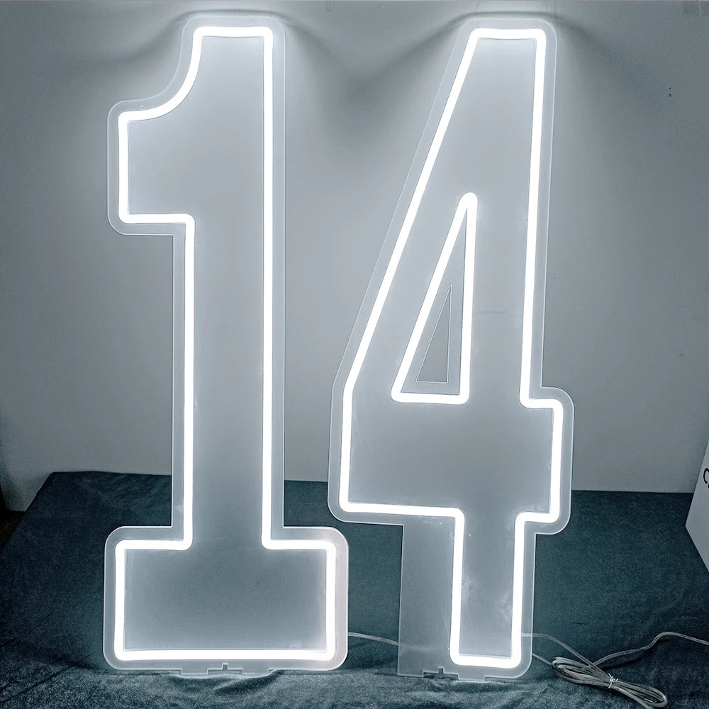 LED Neon Number Sign for Weddings | Customizable Event Lighting 76-100cm number 14 China Mainland Tidesmit