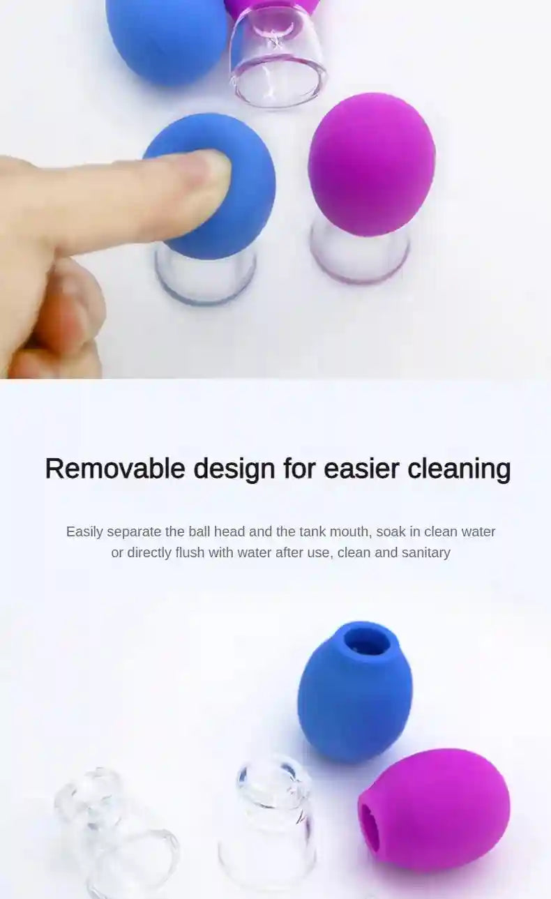 Silicone Cupping Massage Set for Face and Body - Purple and Blue Back Massage Instrument Tidesmit