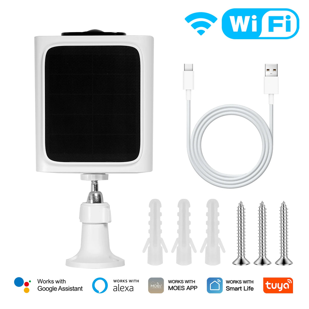 MOES Tuya WiFi 2.4GHz 5GHz Dual Band Smart Solar Power Panel Integrated Camera IP65 Waterproof APP Monitoring Alexa Google Home