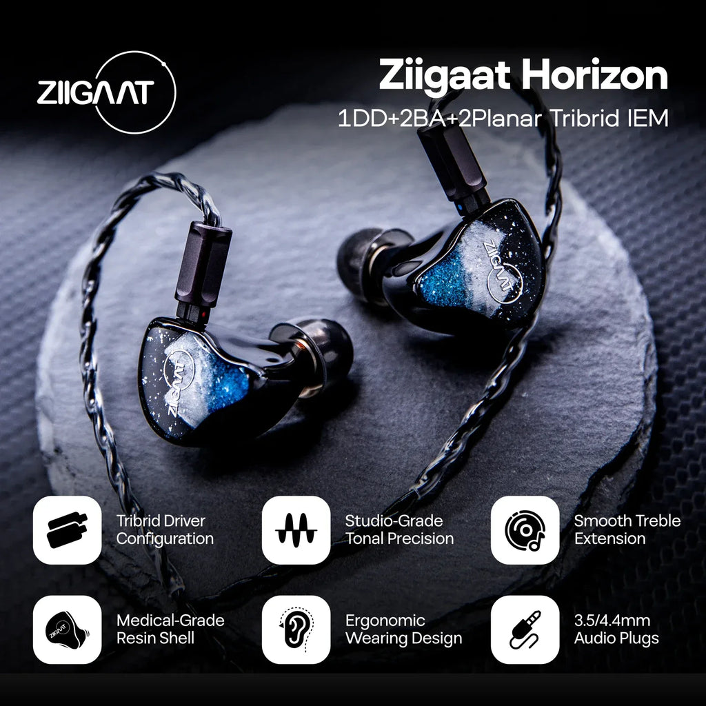ZiiGaat Horizon Hybrid 5-Driver IEM Earphones by Tidesmit Tidesmit