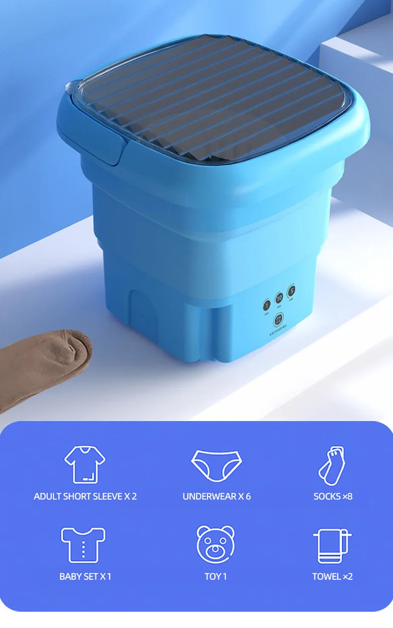 Tidesmit portable folding washing machine and dryer for small laundry in a compact space-saving design