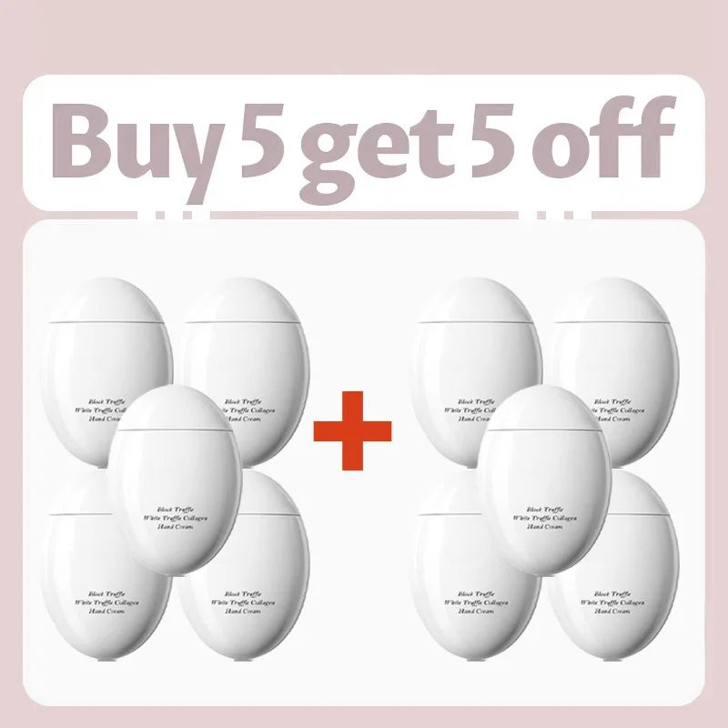 Set of white hand cream bottles for another bundle offer