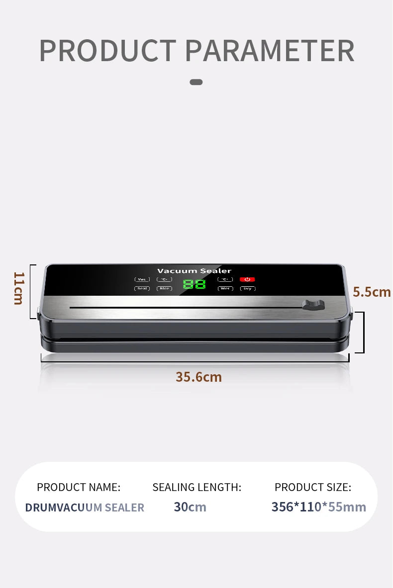 Portable Vacuum Sealer with Strong Suction & USB Wireless Charging | Dry/Wet Food Sealing for Kitchen