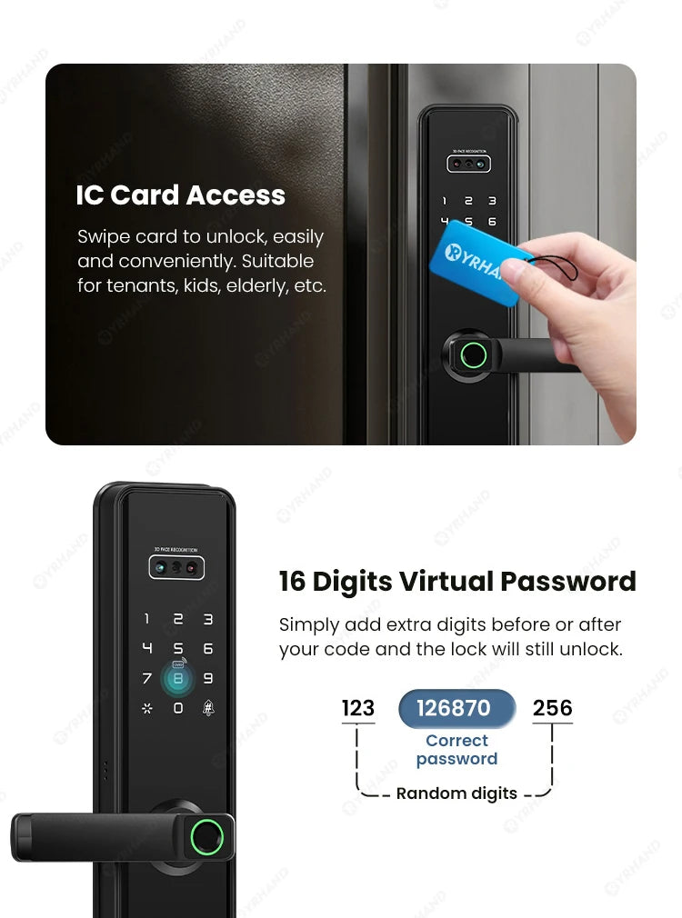 3D Face Recognition Digital Door Camera Fingerprint cerradura inteligente Electronic Smart Door Lock For Home