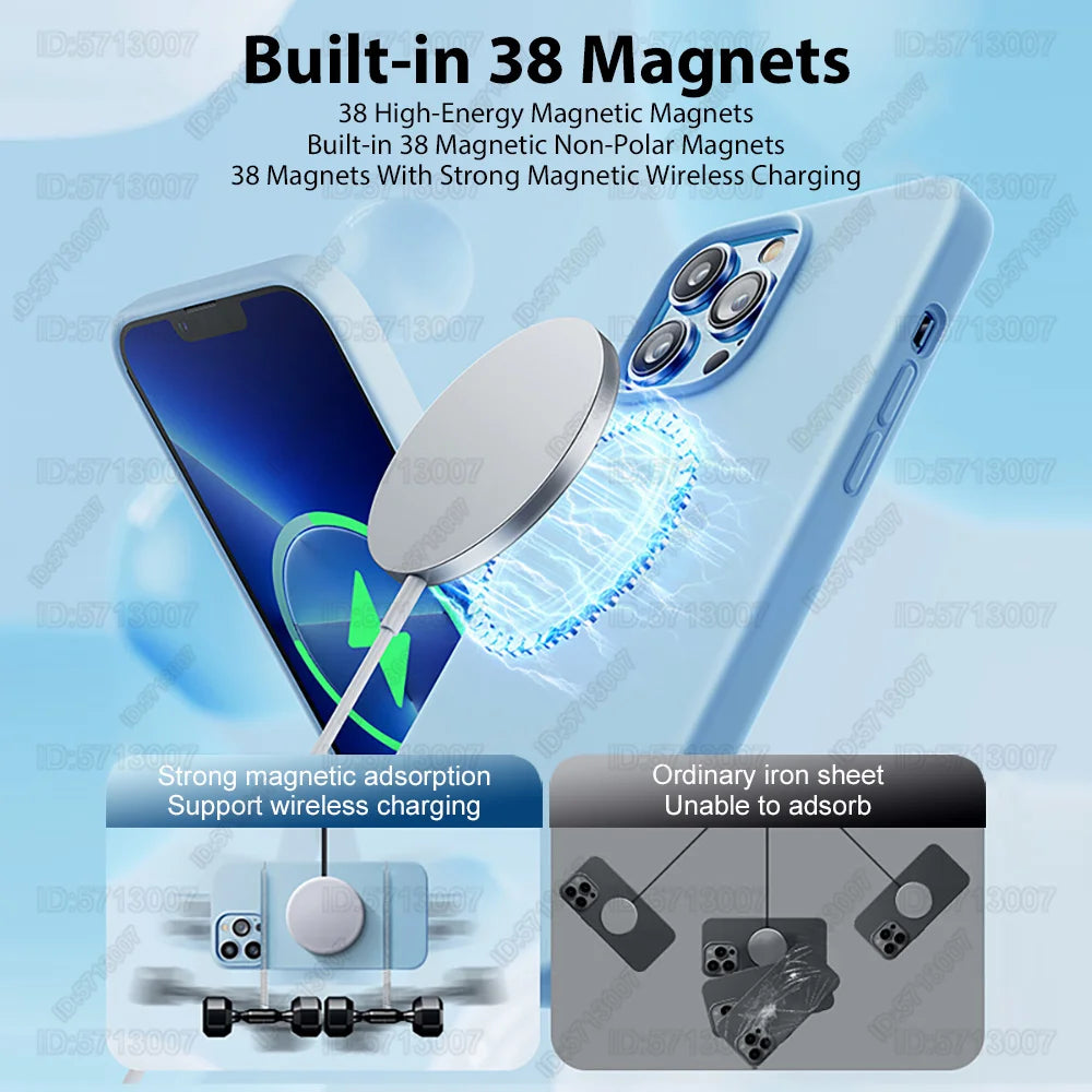 Magnetic Liquid Silicone Phone Case for iPhone - Shock-Absorbing Cover Tidesmit