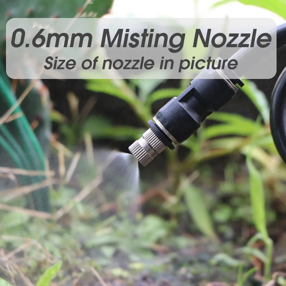 3/8" 9/12mm Misting Cooling System 360° Bend 0.6mm Nozzles Atomizer Sprayers PE Tubing 80 Mesh Filter Garden Irrigation Watering