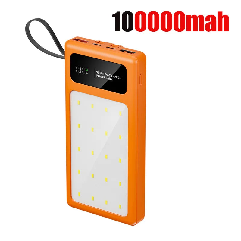 Portable Power Bank 200000mAh with PD Fast Charging & LED Light Orange 100000mah Tidesmit