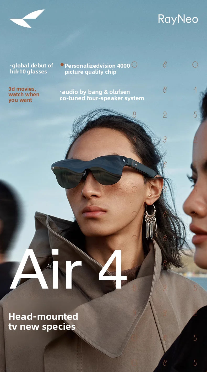 RayNeo Air 4 Pro Smart Glasses | Macro-OLED 3D Augmented Reality Display Tidesmit