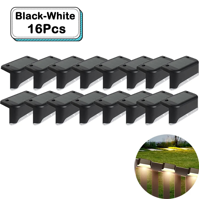 Outdoor Solar Step Lights Warm White LED Waterproof Stair Path Lighting for Garden Patio Fence Balcony Decoration Solar Power