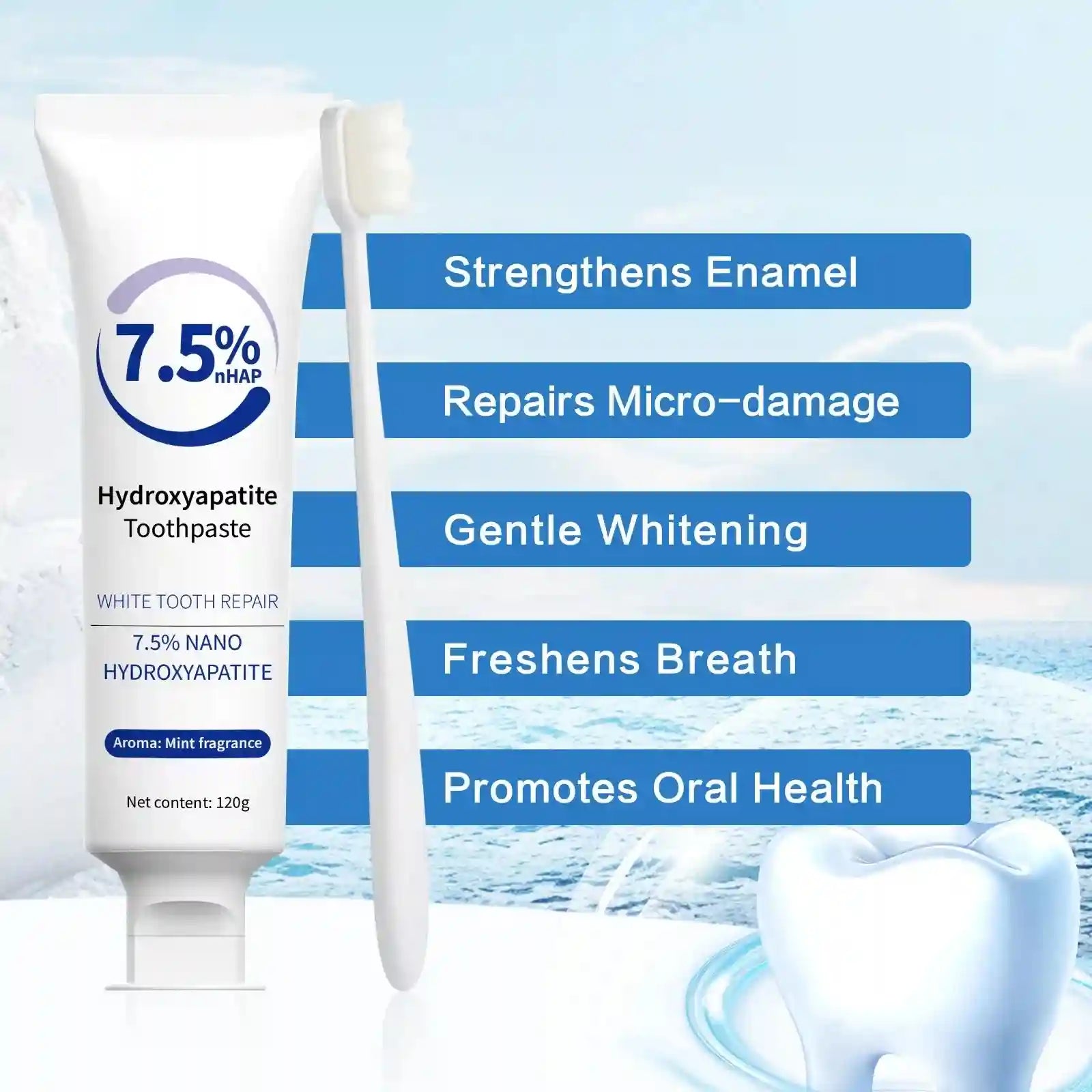 Tidesmit Hydroxyapatite teeth whitening toothpaste and pen kit for enamel repair and stain removal