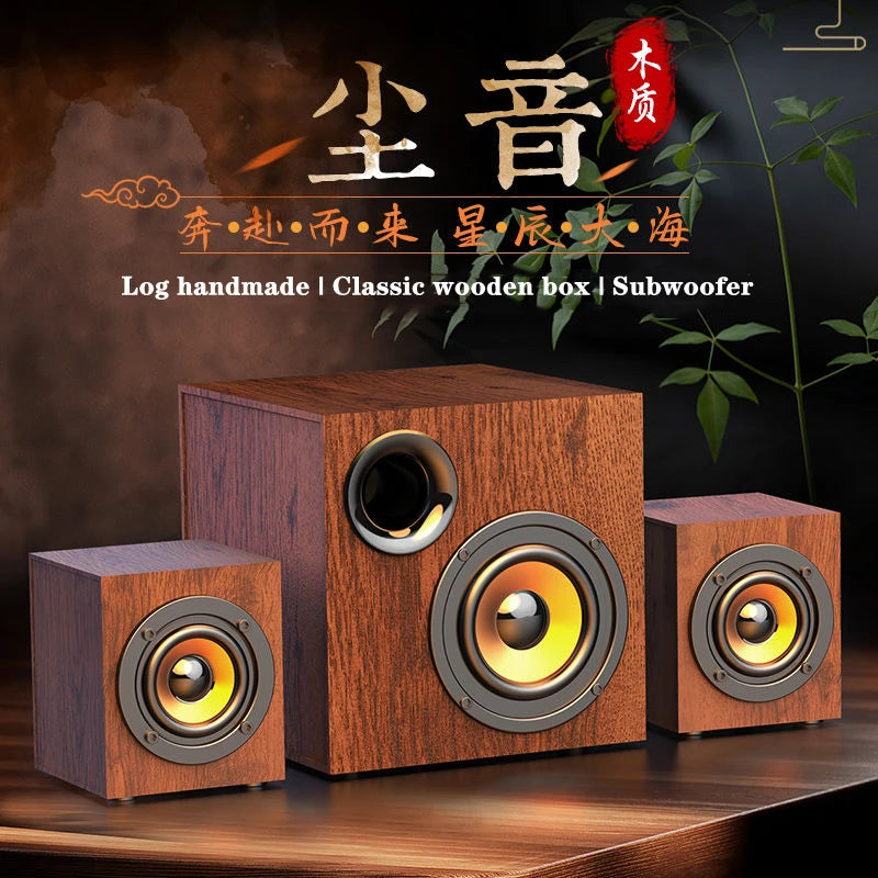 Portable Bluetooth Speaker - Wooden Desktop Audio with Deep Bass Tidesmit