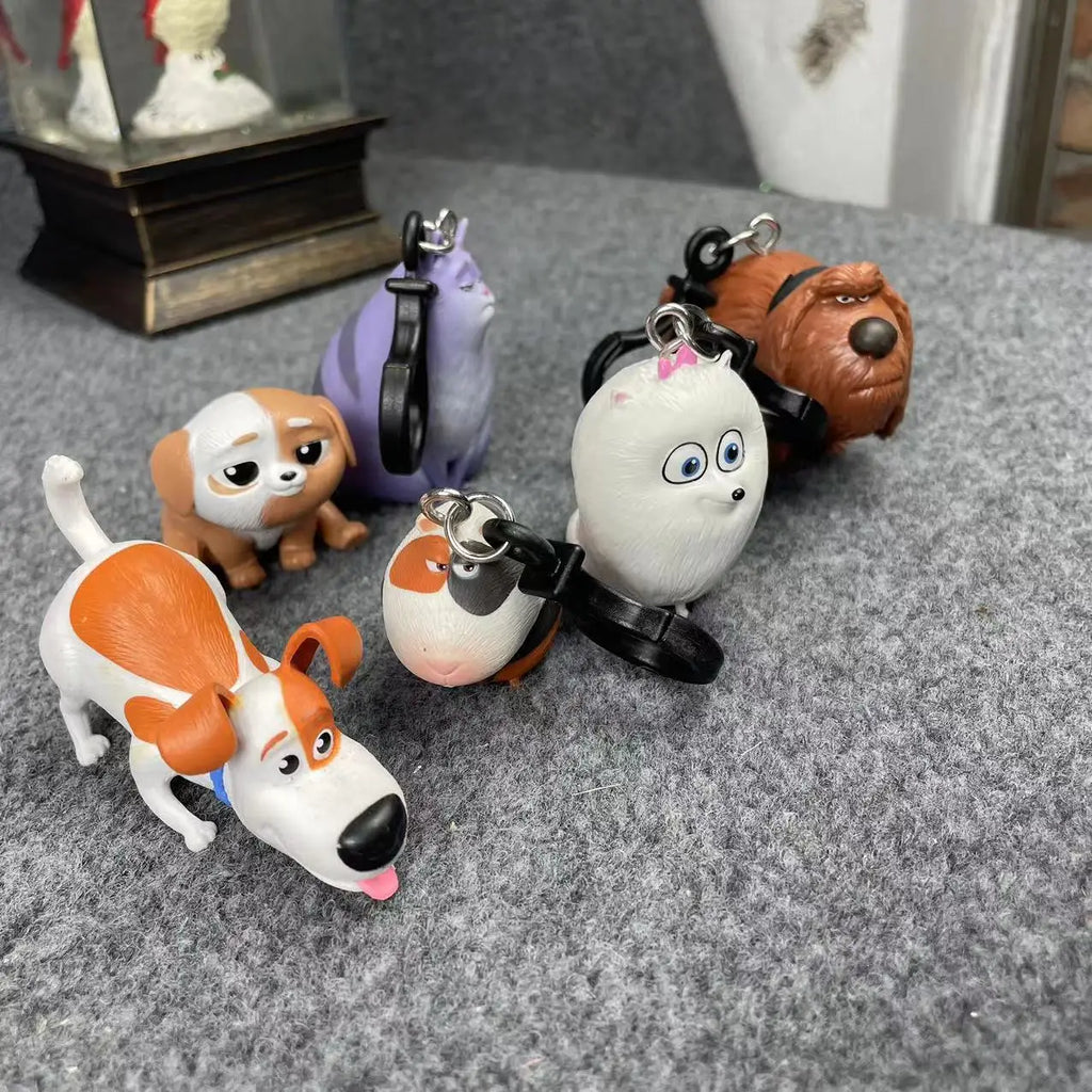 Secret Life of Pets character keychains: cute vinyl dog and animal figures for holiday gifts or bag decorations.