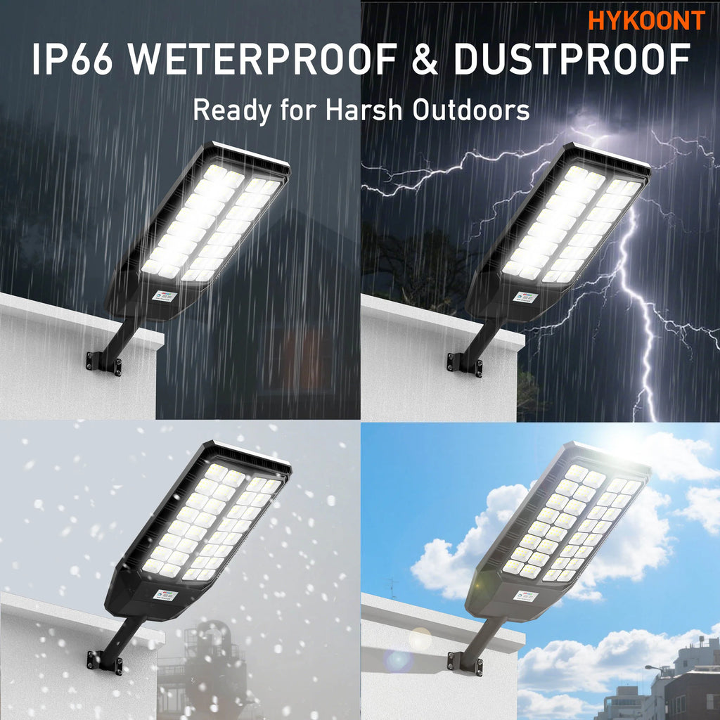 Solar Street Light Outdoor LED, Solar Security Light with Motion Sensor and Remote Control, 550000LM High Brightness Solar Powered Lighting, IP66 Waterproof Dusk to Dawn Light for Yard Driveway Parking Lot Road
