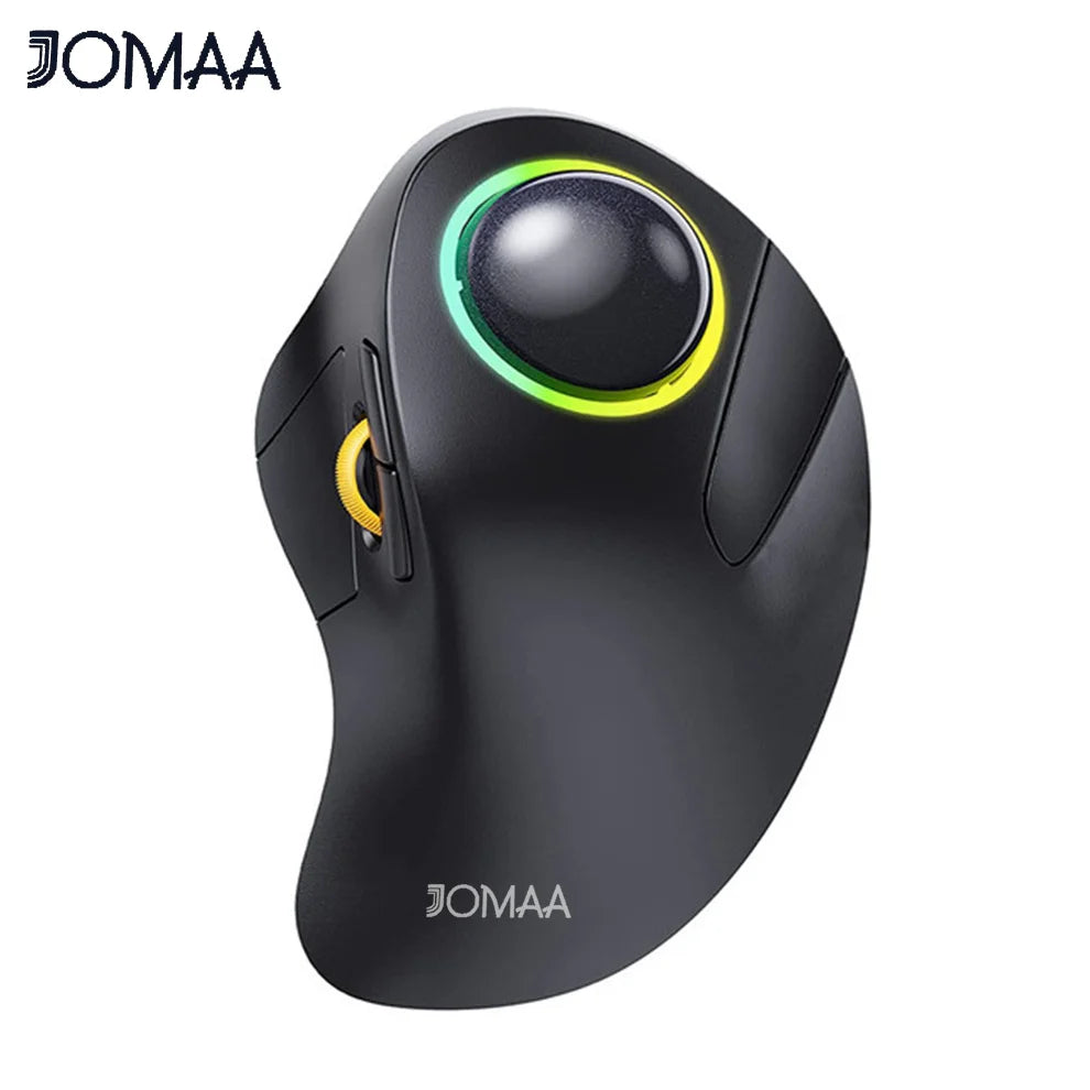 Jomaa RGB Backlit Trackball Mouse Control for Gaming Bluetooth Right Hand Vertical Trackball Mouse for Gamer Windows Mac