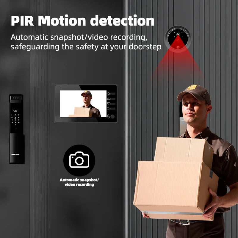 4.3 Inch HD Display Visual Peephole Video Doorbell 145 Degree Angel 1 Megapixel Camera PIR Motion Detection Night Vision Cat Eye
