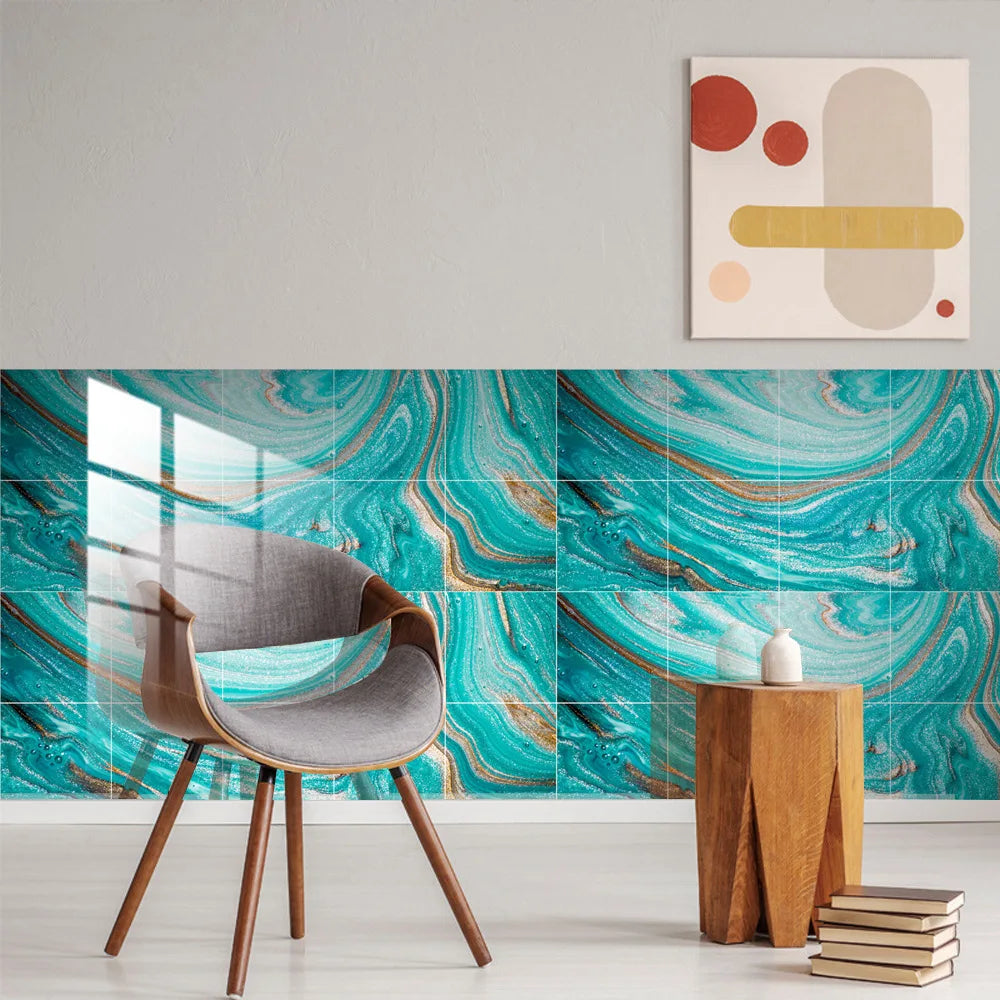 10pcs Crystal Tile Wall Stickers Self-Adhesive Kitchen Tiles PVC Backsplash Stickers Peel and Stick Bathroom Faux Stone Effect
