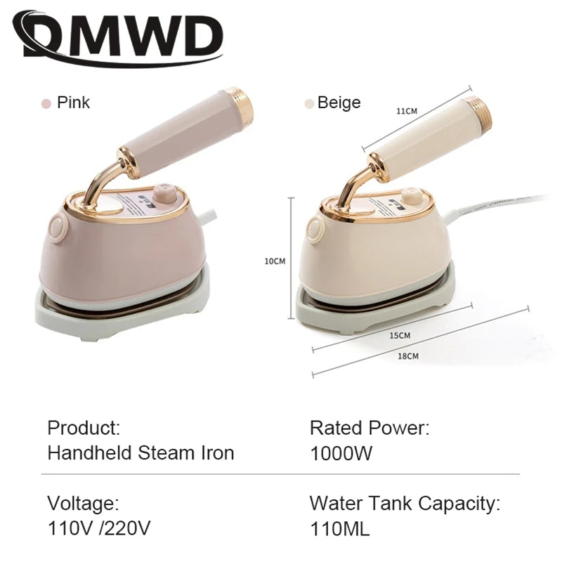 Tidesmit portable mini steam iron showing dual dry and wet ironing mode for travel garment wrinkle removal